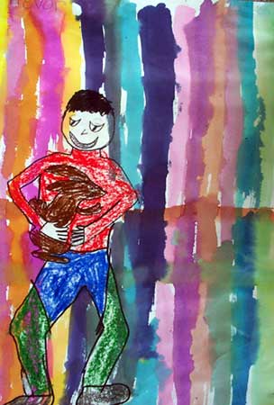 boy hugging animal
