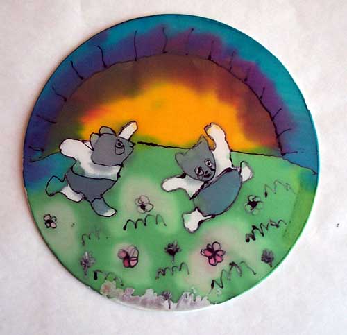 Pandas on silk hoop
