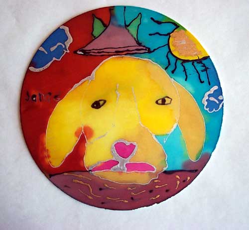 Dog on silk hoop