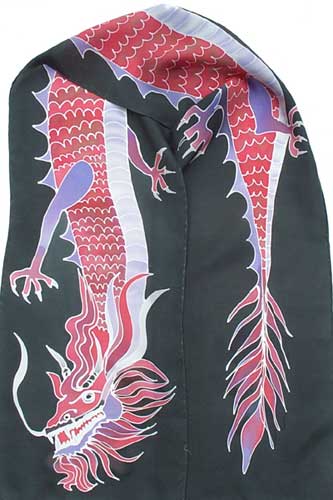dragon on charcoal silk