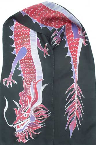 dragon on charcoal silk