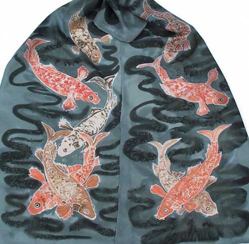 koi  on silk