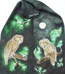 owls on charcoal silk
