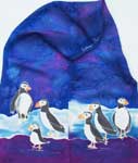 puffins on silk