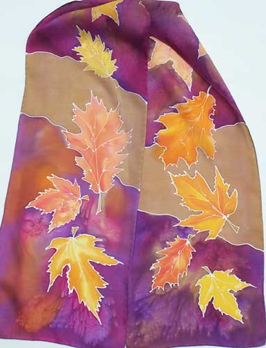fall leaves on silk