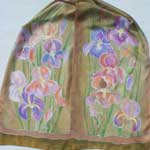 lavender & purple bearded irises on silk