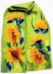 sunflowers on green silk